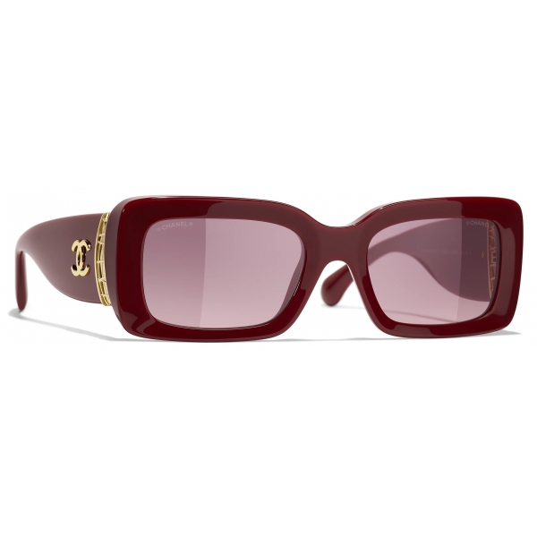 Chanel - Occhiali da Sole Rettangolare - Marrone Rosso - Chanel Eyewear