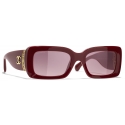 Chanel - Occhiali da Sole Rettangolare - Marrone Rosso - Chanel Eyewear
