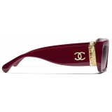 Chanel - Occhiali da Sole Rettangolare - Marrone Rosso - Chanel Eyewear