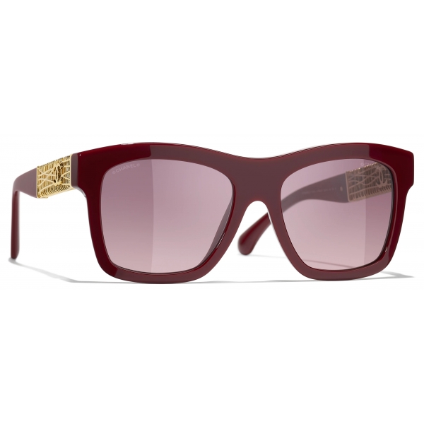 Chanel - Occhiali da Sole Quadrati - Marrone Rosso - Chanel Eyewear