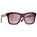 Chanel - Occhiali da Sole Quadrati - Marrone Rosso - Chanel Eyewear