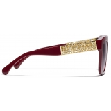 Chanel - Occhiali da Sole Quadrati - Marrone Rosso - Chanel Eyewear