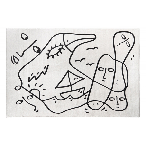 Qeeboo - Whispering Waves Carpet Rectangular Small - Qeeboo Carpet by Shantell Martin - Furnishing - Home