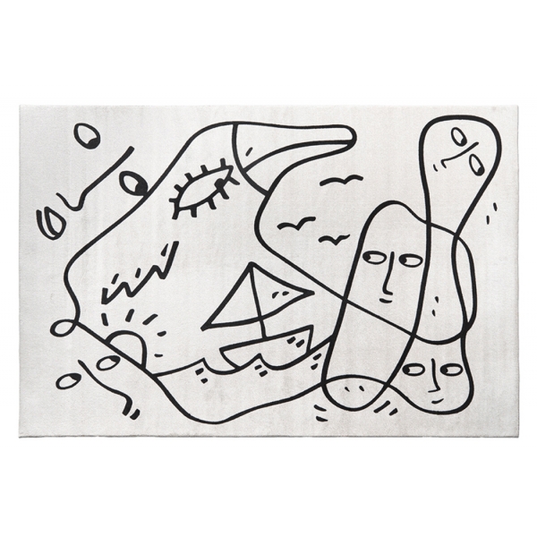 Qeeboo - Whispering Waves Carpet Rectangular - Qeeboo Carpet by Shantell Martin - Furnishing - Home