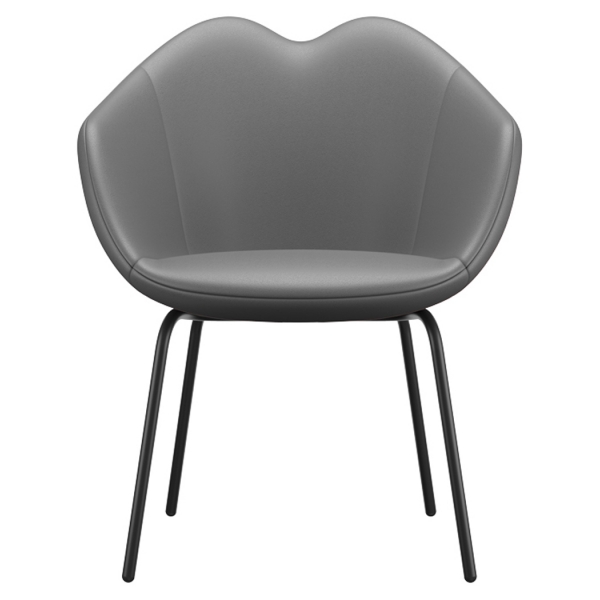 Qeeboo - XOXO Chair Leather Four Legs - Grigio Scuro - Sedia Qeeboo by Nika Zupanc - Arredo - Casa