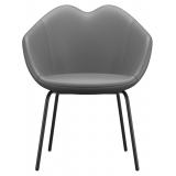 Qeeboo - XOXO Chair Leather Four Legs - Grigio Scuro - Sedia Qeeboo by Nika Zupanc - Arredo - Casa