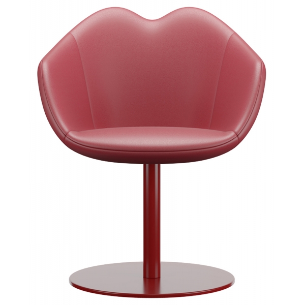 Qeeboo - XOXO Chair Leather Round Base - Rosso - Sedia Qeeboo by Nika Zupanc - Arredo - Casa