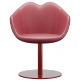 Qeeboo - XOXO Chair Leather Round Base - Rosso - Sedia Qeeboo by Nika Zupanc - Arredo - Casa