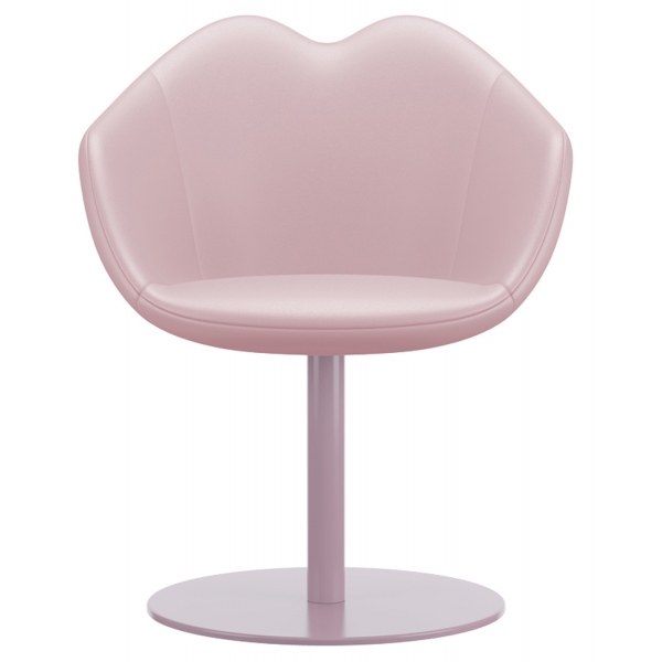 Qeeboo - XOXO Chair Leather Round Base - Rosa - Sedia Qeeboo by Nika Zupanc - Arredo - Casa