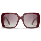 Chanel - Occhiali da Sole Quadrati - Rosso Marrone - Chanel Eyewear