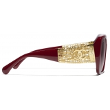 Chanel - Occhiali da Sole Quadrati - Rosso Marrone - Chanel Eyewear