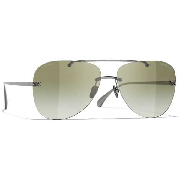 Chanel - Occhiali da Sole Pilota - Argento Scuro - Chanel Eyewear