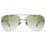 Chanel - Occhiali da Sole Pilota - Argento Scuro - Chanel Eyewear