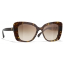 Chanel - Occhiali da Sole Quadrati - Tartaruga Scuro Marrone Polarizzare Sfumate - Chanel Eyewear