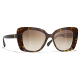 Chanel - Occhiali da Sole Quadrati - Tartaruga Scuro Marrone Polarizzare Sfumate - Chanel Eyewear