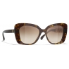 Chanel - Occhiali da Sole Quadrati - Tartaruga Scuro Marrone Polarizzare Sfumate - Chanel Eyewear