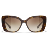 Chanel - Occhiali da Sole Quadrati - Tartaruga Scuro Marrone Polarizzare Sfumate - Chanel Eyewear