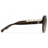 Chanel - Occhiali da Sole Quadrati - Tartaruga Scuro Marrone Polarizzare Sfumate - Chanel Eyewear