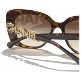 Chanel - Occhiali da Sole Quadrati - Tartaruga Scuro Marrone Polarizzare Sfumate - Chanel Eyewear