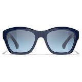 Chanel - Occhiali da Sole Quadrati - Blu Scuro Sfumate - Chanel Eyewear