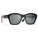 Chanel - Occhiali da Sole Quadrati - Nero Grigio Polarizzate - Chanel Eyewear