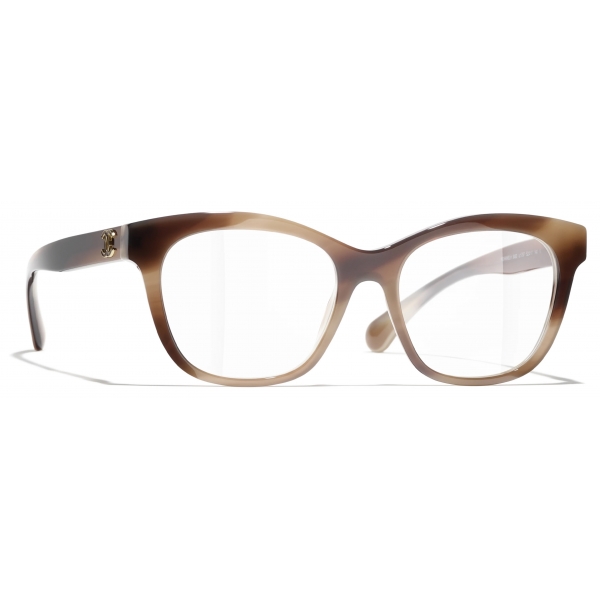 Chanel - Occhiali da Vista Quadrata - Marrone Striato - Chanel Eyewear