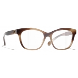 Chanel - Occhiali da Vista Quadrata - Marrone Striato - Chanel Eyewear