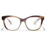 Chanel - Occhiali da Vista Quadrata - Marrone Striato - Chanel Eyewear