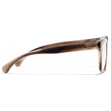 Chanel - Occhiali da Vista Quadrata - Marrone Striato - Chanel Eyewear