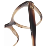 Chanel - Occhiali da Vista Quadrata - Marrone Striato - Chanel Eyewear