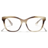 Chanel - Square Eyeglasses - Striped Taupe - Chanel Eyewear