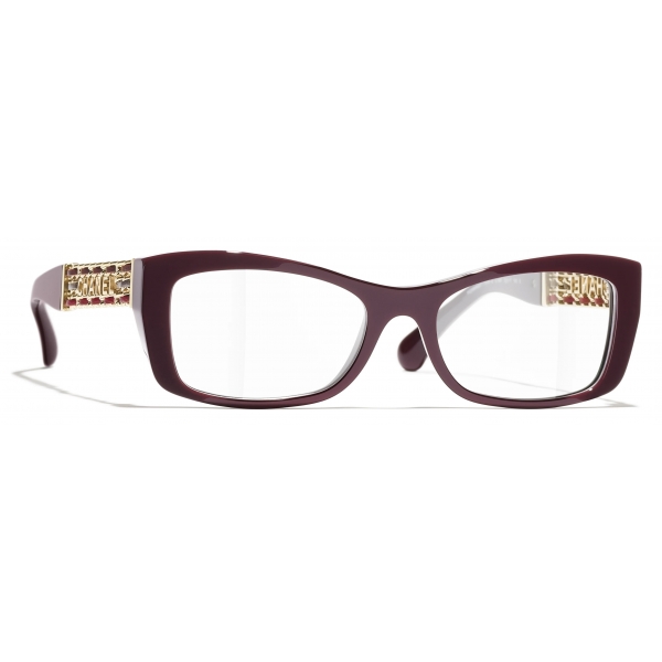 Chanel - Occhiali da Vista Rettangolare - Borgogna - Chanel Eyewear