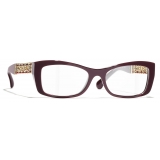 Chanel - Occhiali da Vista Rettangolare - Borgogna - Chanel Eyewear