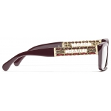 Chanel - Occhiali da Vista Rettangolare - Borgogna - Chanel Eyewear