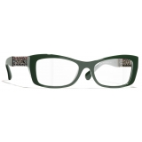Chanel - Occhiali da Vista Rettangolare - Verde - Chanel Eyewear