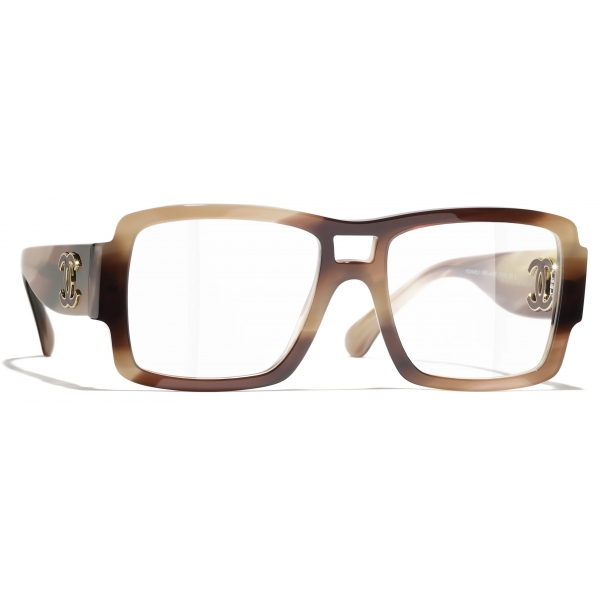 Chanel - Occhiali da Vista Pilota - Marrone Striato - Chanel Eyewear
