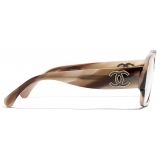 Chanel - Occhiali da Vista Pilota - Marrone Striato - Chanel Eyewear