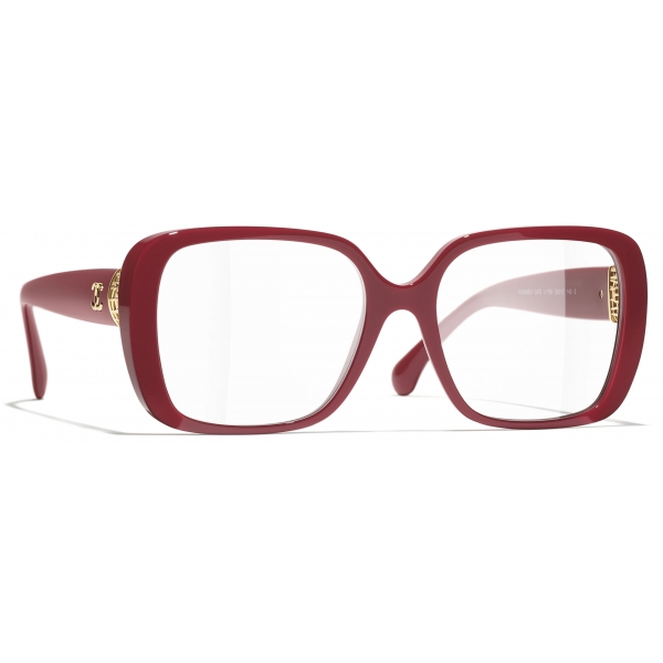 Chanel - Occhiali da Vista Quadrata - Rosso Scuro - Chanel Eyewear