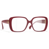 Chanel - Occhiali da Vista Quadrata - Rosso Scuro - Chanel Eyewear