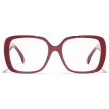 Chanel - Occhiali da Vista Quadrata - Rosso Scuro - Chanel Eyewear
