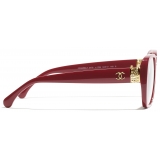 Chanel - Occhiali da Vista Quadrata - Rosso Scuro - Chanel Eyewear