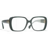 Chanel - Occhiali da Vista Quadrata - Verde Pallido - Chanel Eyewear