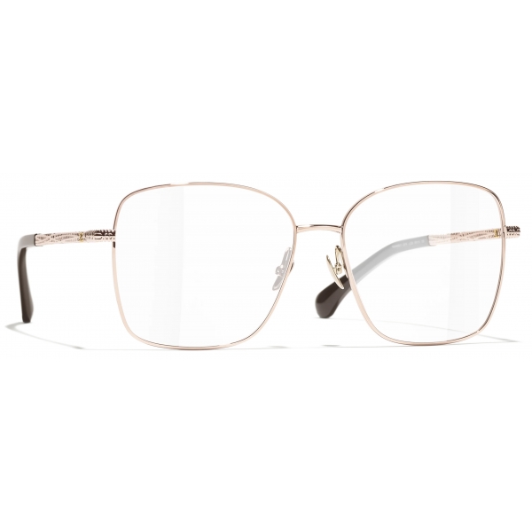 Chanel - Occhiali da Vista Quadrata - Beige Rosa Oro - Chanel Eyewear