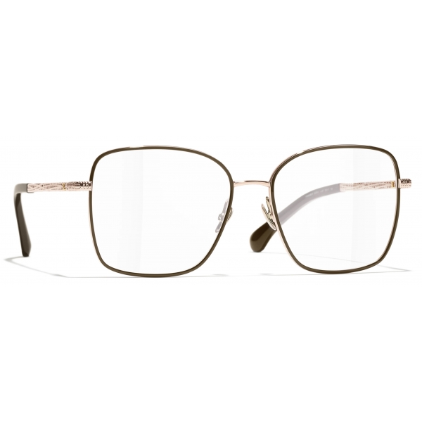 Chanel - Occhiali da Vista Quadrata - Beige Rosa Oro - Chanel Eyewear