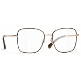Chanel - Occhiali da Vista Quadrata - Beige Rosa Oro - Chanel Eyewear