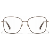 Chanel - Occhiali da Vista Quadrata - Beige Rosa Oro - Chanel Eyewear