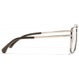 Chanel - Occhiali da Vista Quadrata - Beige Rosa Oro - Chanel Eyewear