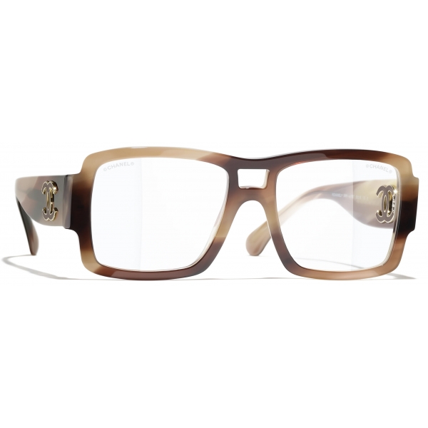 Chanel - Occhiali Pilota con Filtro Luce Blu - Marrone Striato - Chanel Eyewear
