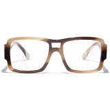Chanel - Pilot Blue Light Glasses - Striped Brown - Chanel Eyewear