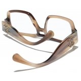 Chanel - Pilot Blue Light Glasses - Striped Brown - Chanel Eyewear
